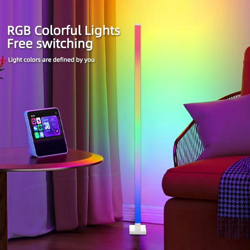 

RGB светодиодный торшер с дистанционным управлением через приложение, синхронизация музыки, угловое освещение настроения, умное современное настроение, стоячие огни для спальни, гостиной