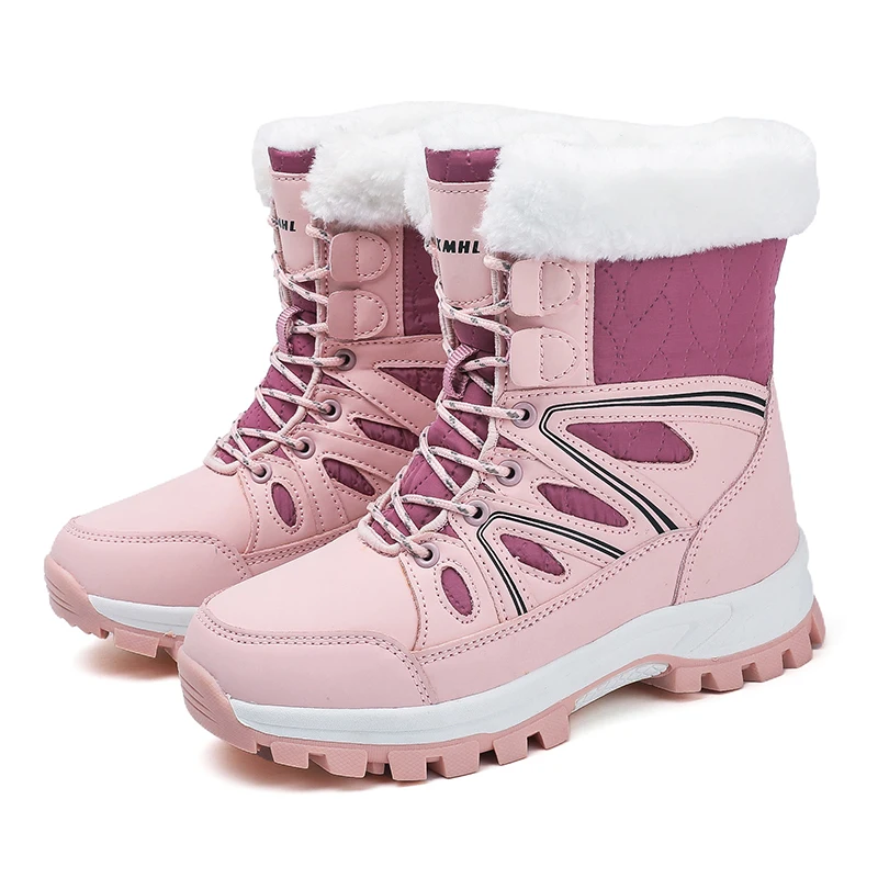 Winter High-Top Women's Hiking Boots Trekking Mountain Shoes Plush Warm Snow Boots Dropshipping