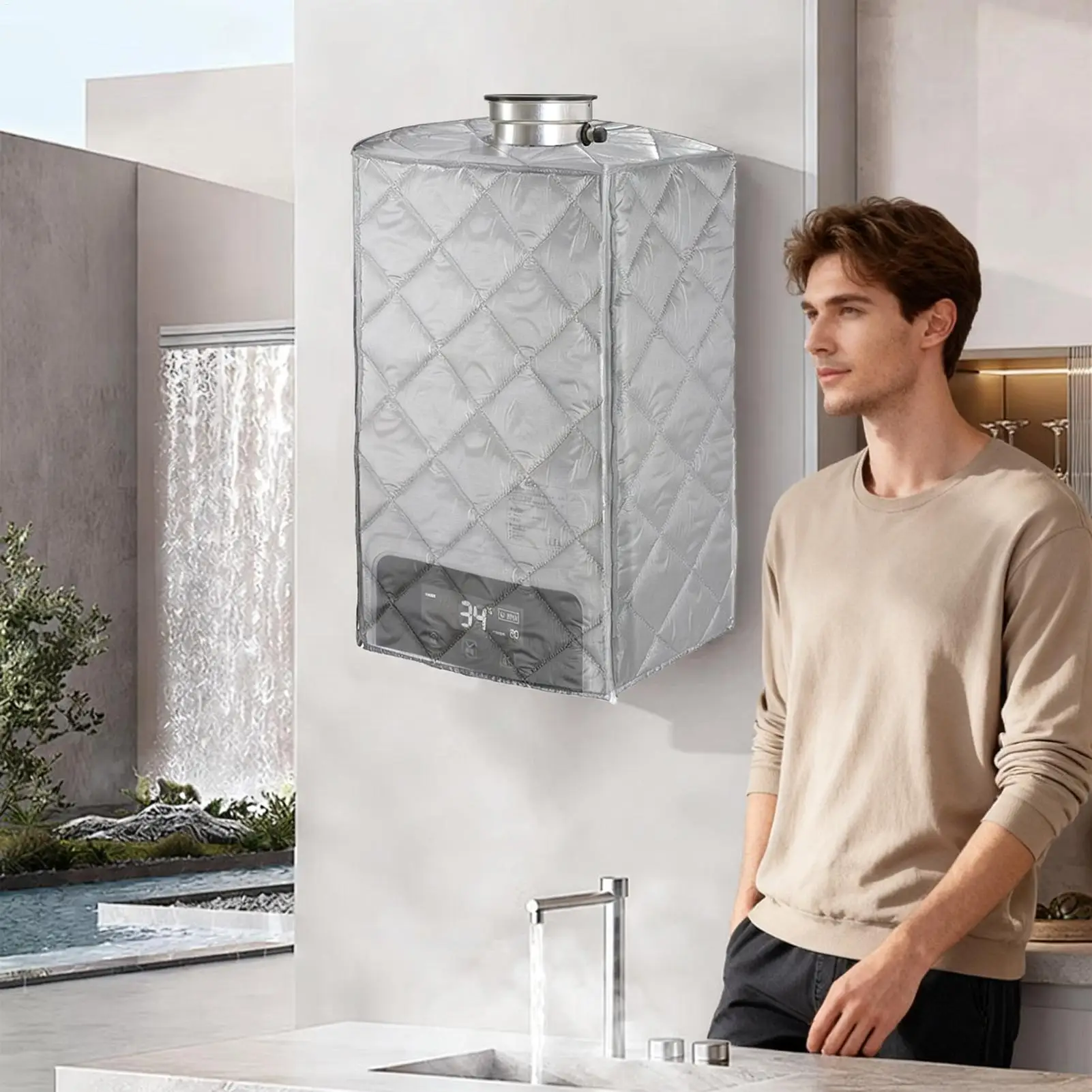 Thickened Water Heater Cover Outdoor Tankless Enclosure Waterproof Dustproof Four Season Protective Case for Rain Snow Leaves