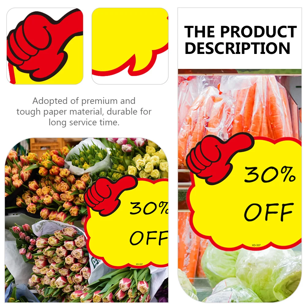 

10 Sheets Market Price Tags Advertising Signs Retail Shop Paper Promotional Price Stickers Sale Event Advertising Tags