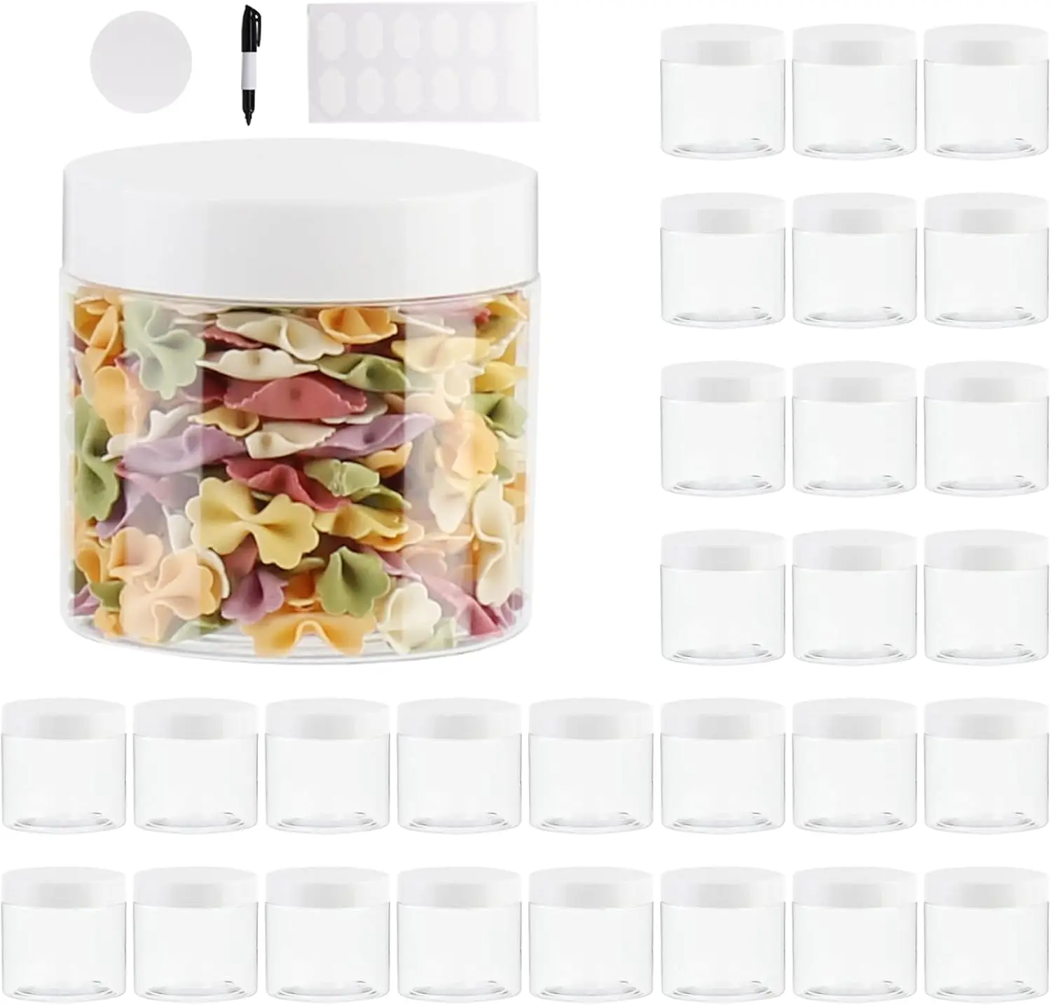 

28 Pack 6 oz Plastic Slime Jars/Containers with White Lids, Plastic Jars with Lids, Storage Favor/Empty Wide-Mouth Jars for B