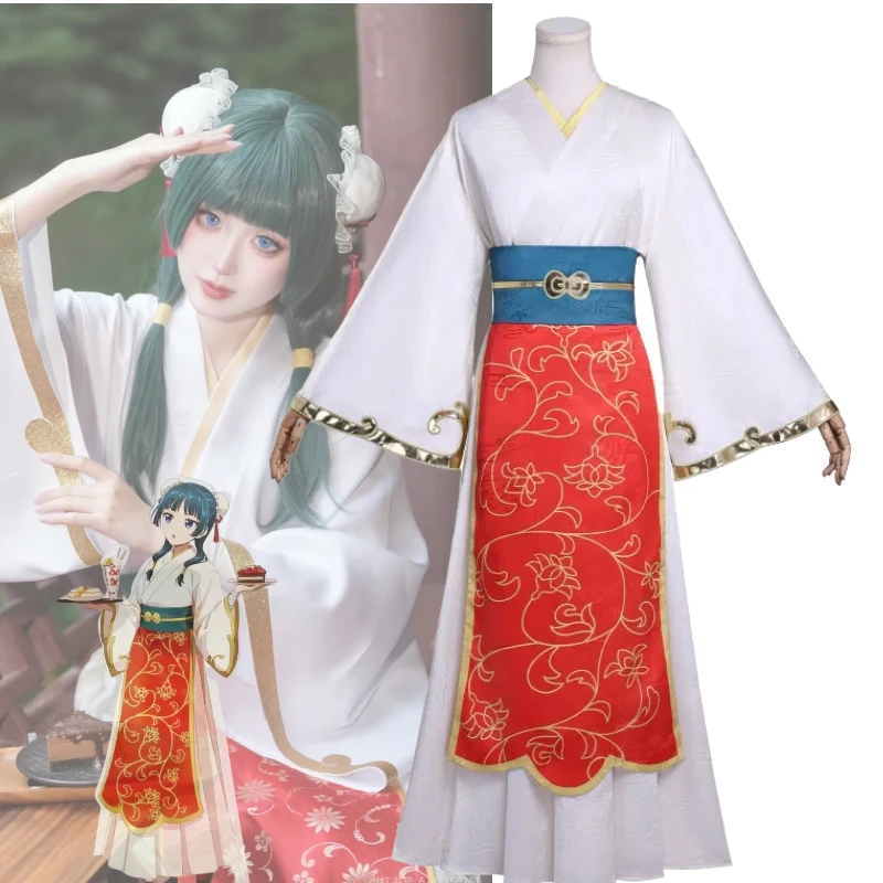 

Maomao Cosplay Anime The Apothecary Costume Diaries Chinese Ancient Hanfu White Dress Elegant Role Play Outfit for Women