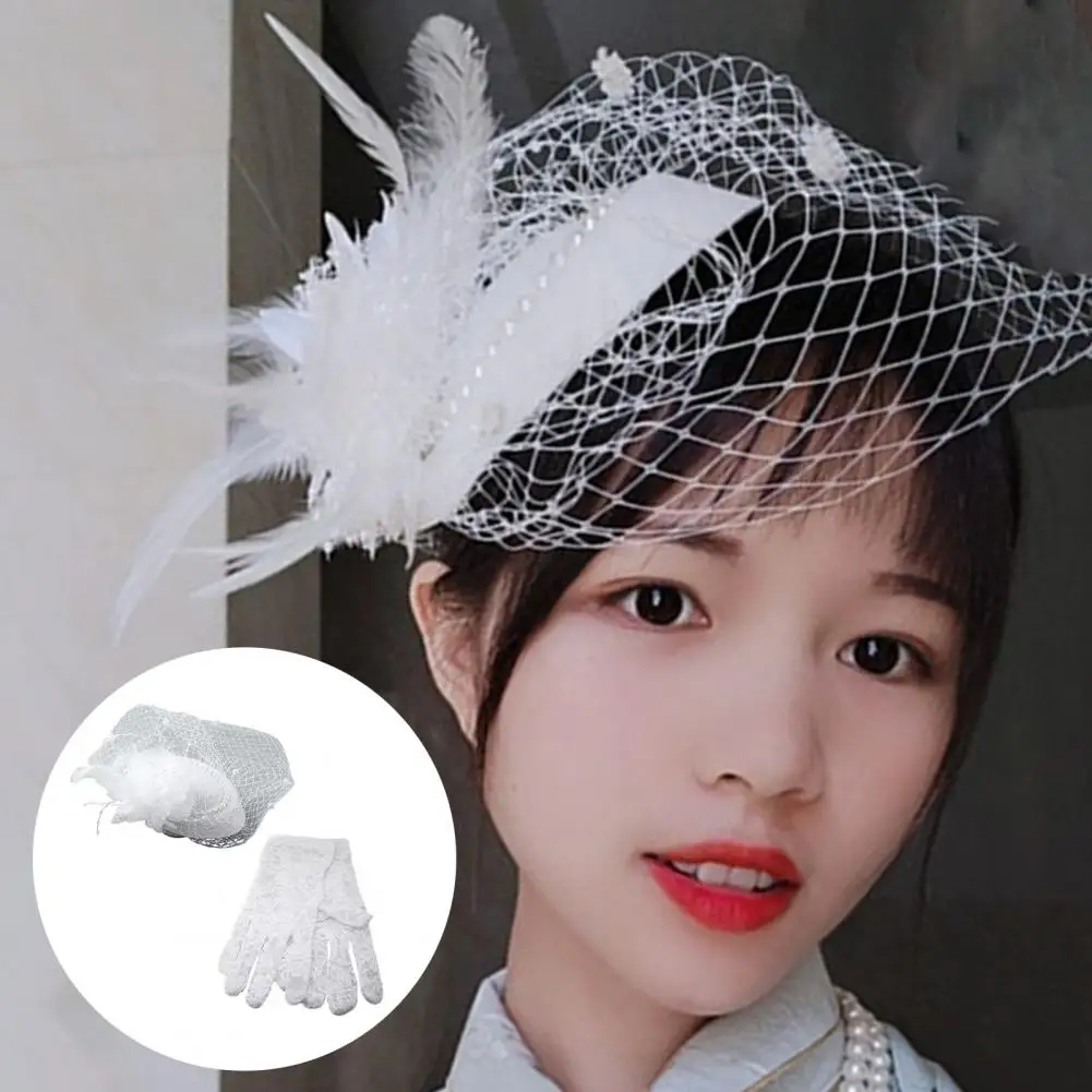 

Womens Felt Fascinator Hat Fishnet Small Plush Wave Point Decor Hair Clips Wedding Bridal Cocktail Headwear Fasciantor