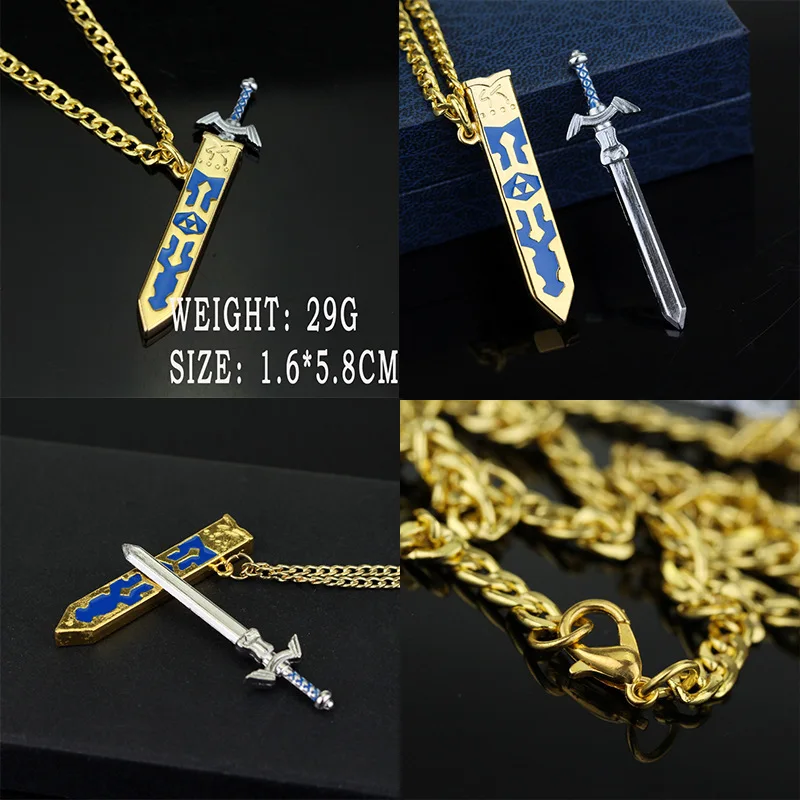 Vintage Legend of Zeldas Kingdom Tears Pendant Necklace for Men Women Link Master Sword Chain Necklace Cosplay Gift FreeShipping