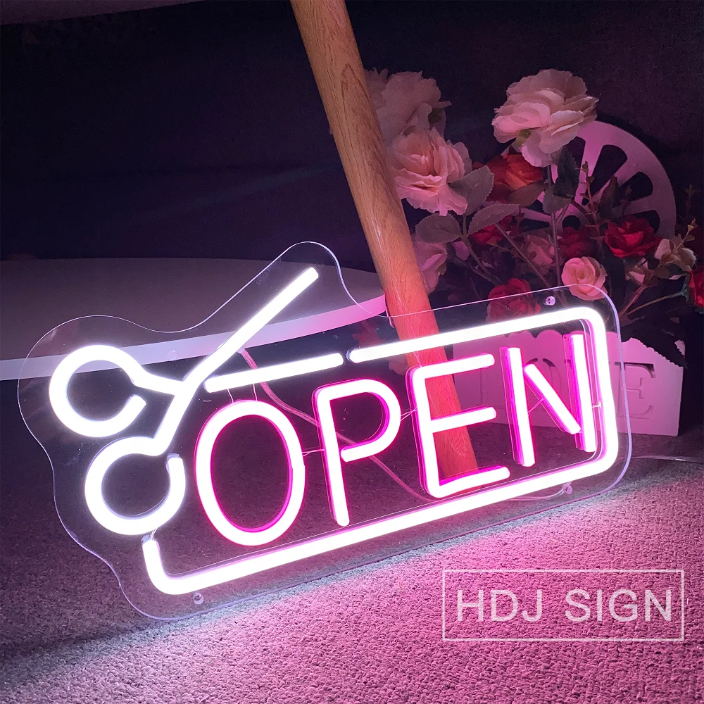 LED hairdresser\'s Barber Shop Hair salon LED Neon Sign Signboard Business Display Sign Shop Store Studio Decoration Wall Decor