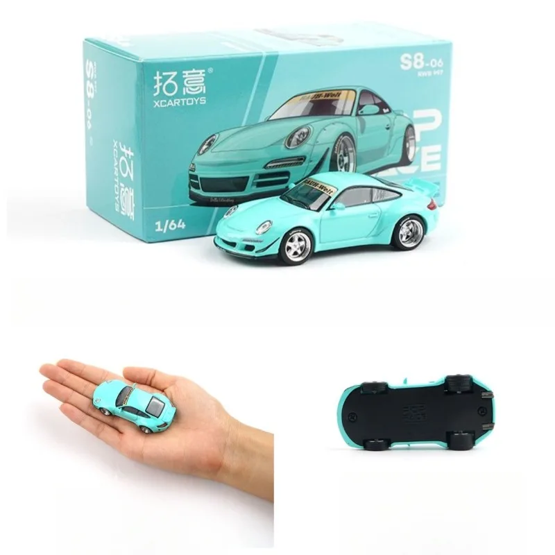 Xcartoys POPRACE S8‑06 1/64 Porsche RWB 997 Tiffany Blue Wide‑Body High Detail Alloy Miniature Display Ornament Adult Collection