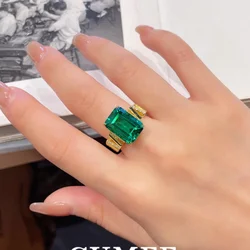 Cumee Luxury 9-carat Pure Body Emerald Rings for Women Cultivated  Emerald Ring 925 Sterling Silver Gold-plated Fine Jewelry