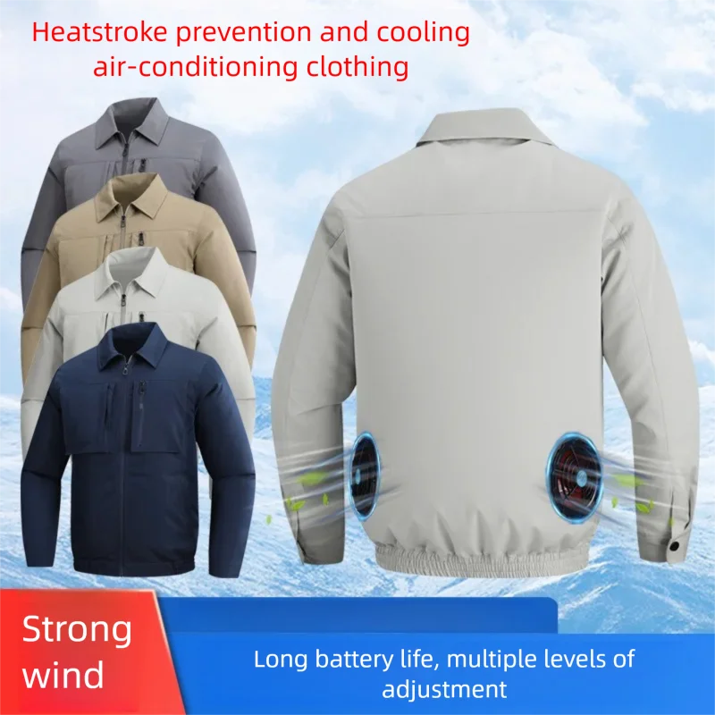 Summer Smart Cooling Air Conditioning Clothes for Men's Outdoor Long Sleeve Summer Anti-Heat Cooling Work Uniform Cooling Jacket