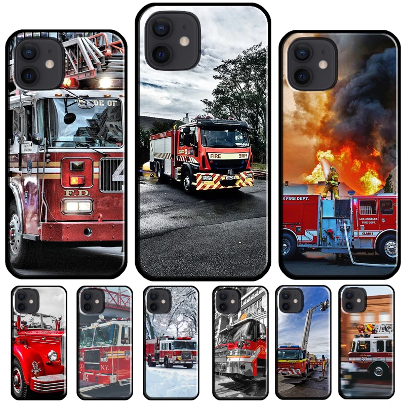 Fire Engine Truck Cover For iPhone 16 15 13 Pro Max 12 Mini Plus X XR XS Max 11 14 Pro Max Phone Case