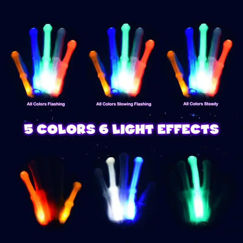 3/2/1pairs Halloween Led Light Up Scary Gloves For Cosplay Costume Luminous Purge  Glowing In Dark Night Disguise Gloves