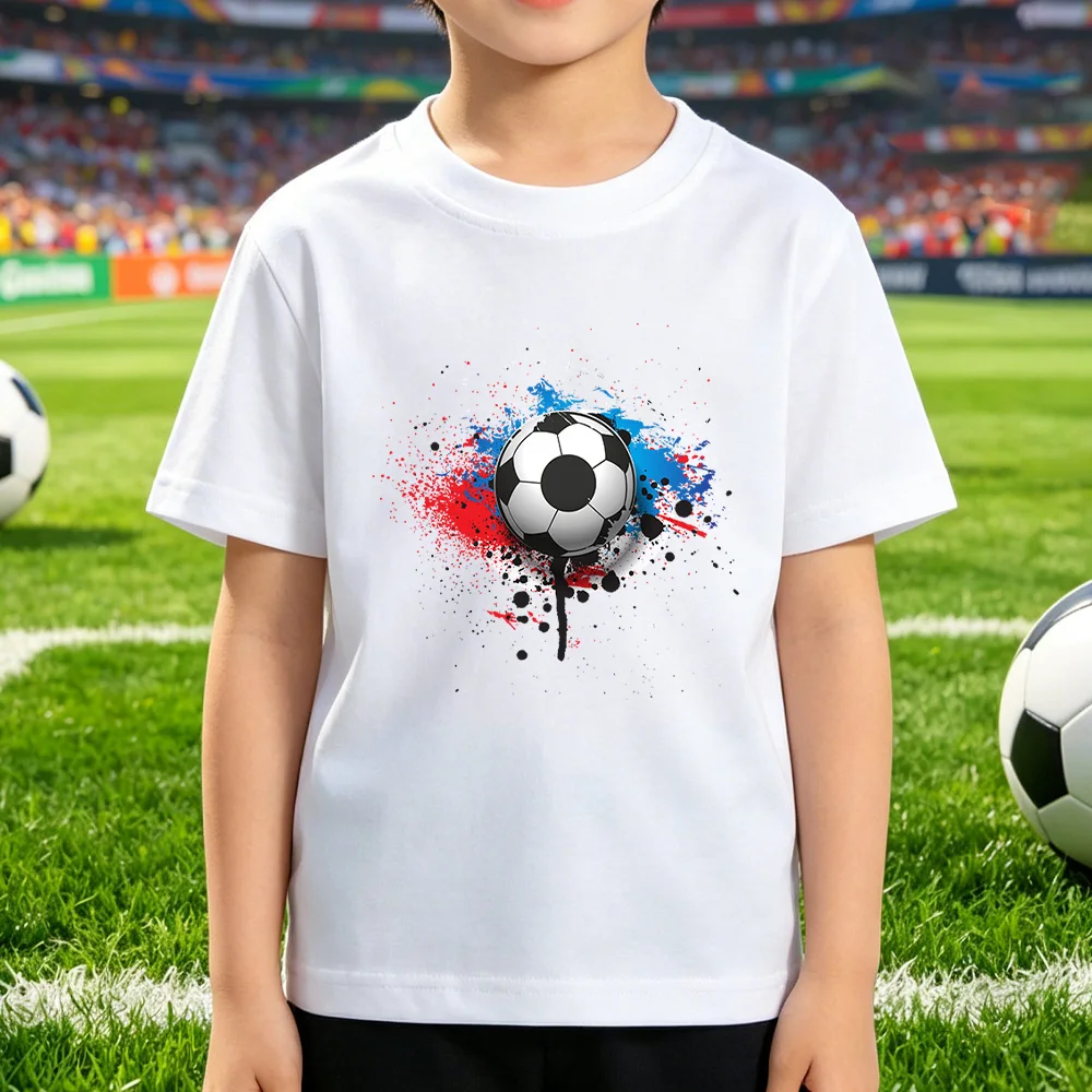 Summer New T-shirt Loose Comfortable Soft Skin Friendly Fashionable Versatile Creative Football Print Short Sleeved Top