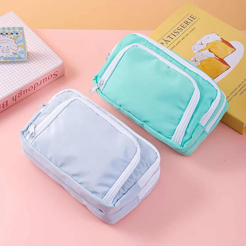 Large Capacity 3 Layers Pen Box Kawaii Pencil Cases Cute Pen Holder Pouch for Students Back to School Stationery Supplies