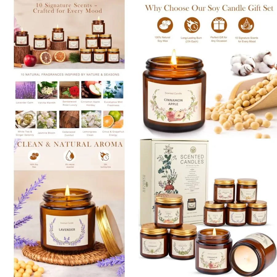 

Scented Candle Gift Set for Women 10 Pack Long Lasting Soy Wax Candles Aromatherapy Candles for Home Perfect Gifts for Birthday
