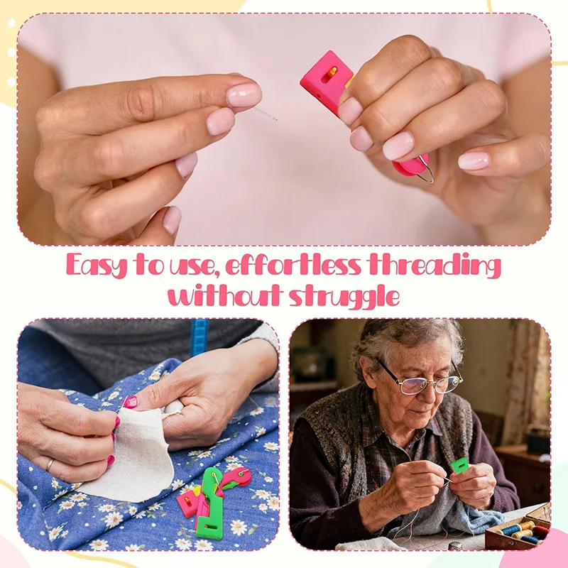 2Pcs Needle Threader Random Color Automatic Needle Threader Tool Set Elderly Guide Needle DIY Threading Tool Sewing Accessories