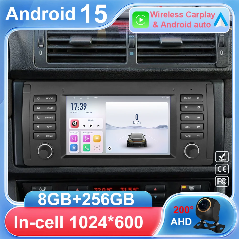 

Android Auto Radio For BMW 5 Series E39 X5 E53 M5 1996-2003 Car Multimedia GPS 2din DVD Autoradio 4G 7 Inch Wireless CarPlay DSP