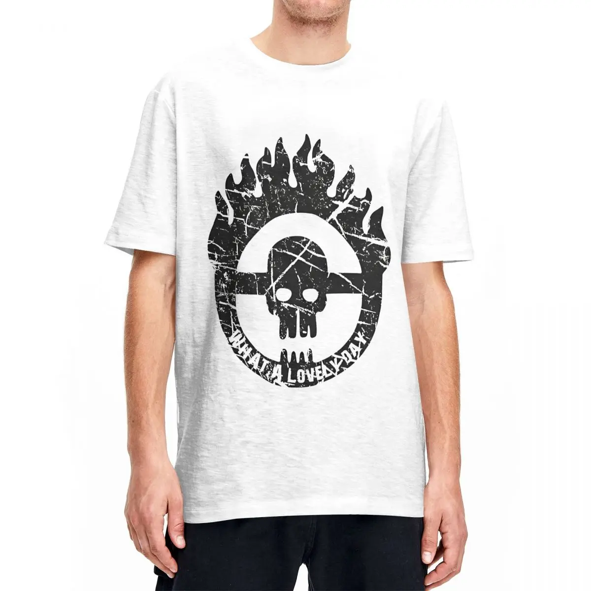 

Streetwear T Shirt Mad Max Movie Cotton T-Shirts Distressed Skull Wheel Tshirt for Male Beach Y2K Loose Short Sleeve Top Tees