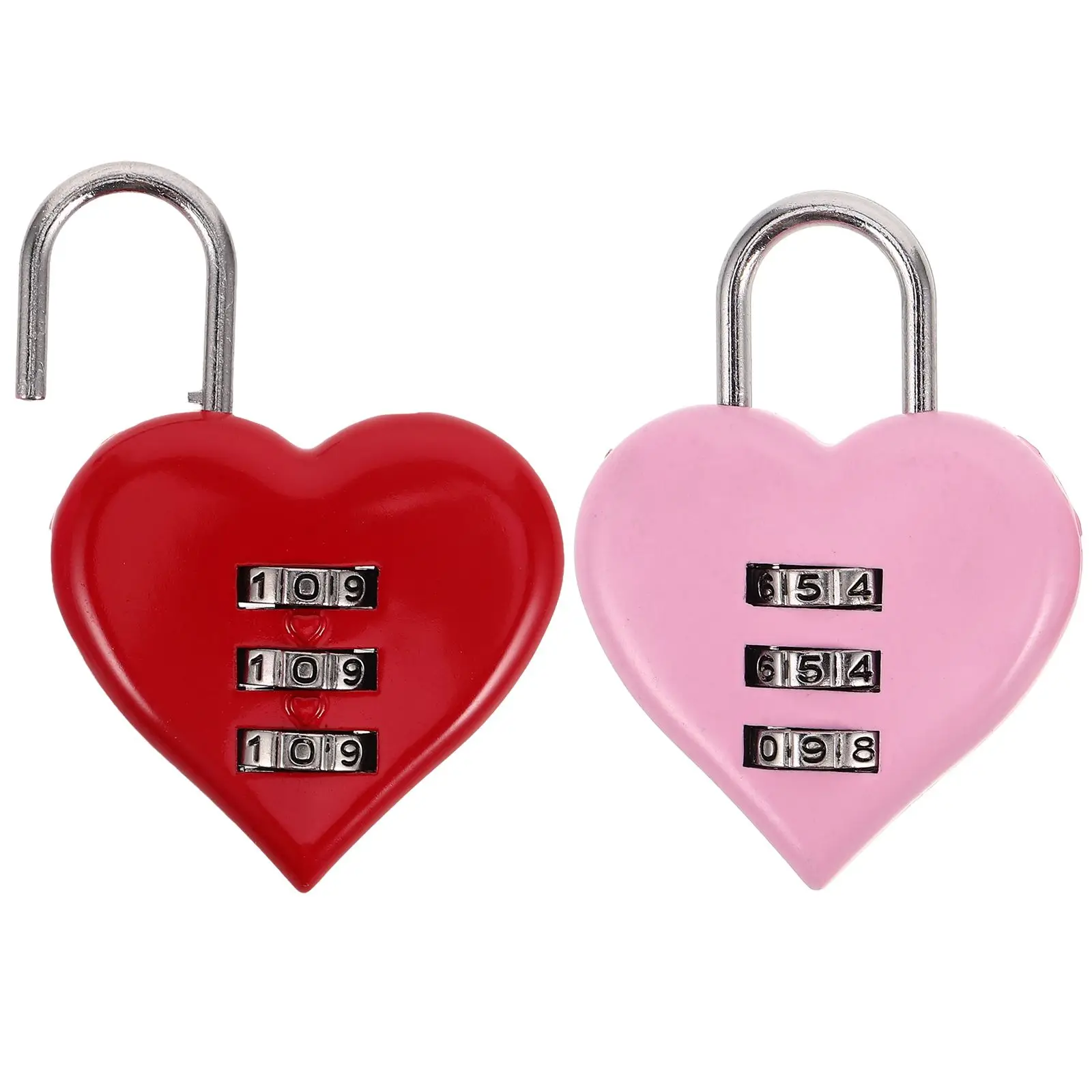 

2 Pcs Heart Shaped Password Lock Combination Valentines Day Craft Wear Resistant Padlock Cute Locker Mini Zinc Alloy