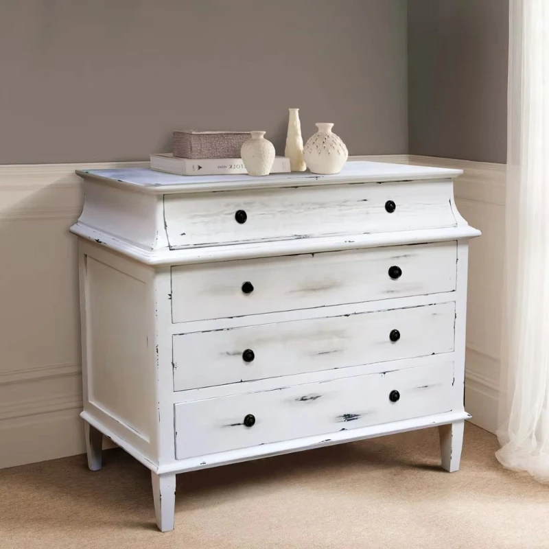 

French style handmade solid wood dresser, timeless European four spacious drawers, bedroom