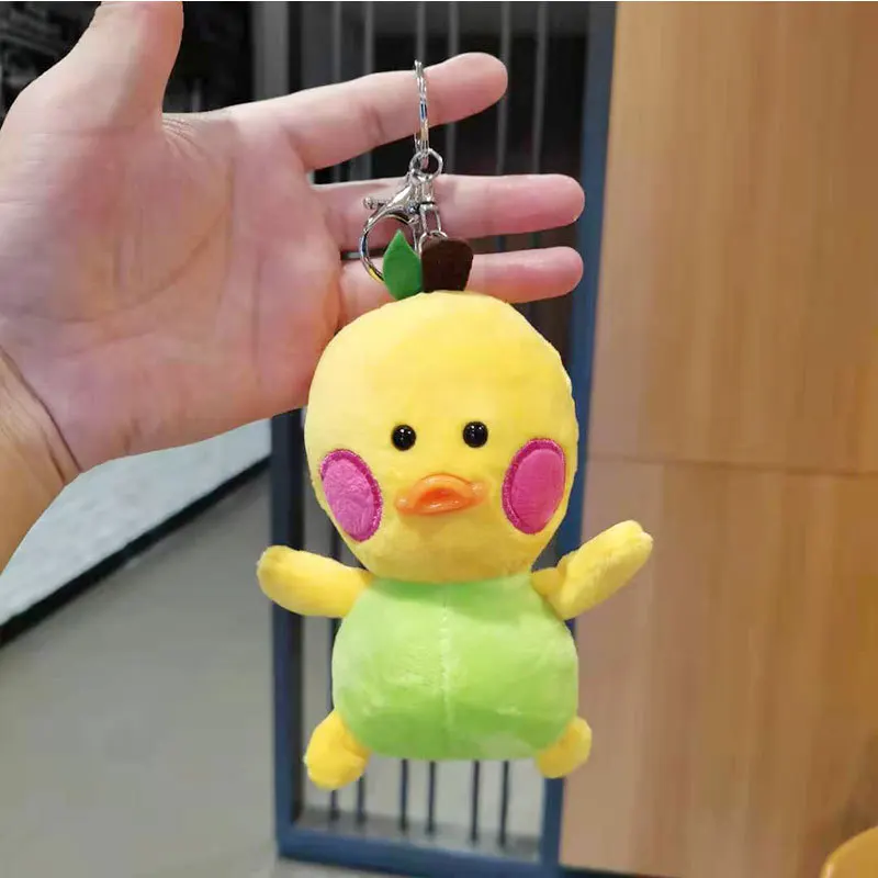 12cm neue Cartoon niedlichen Hyaluron säure kleine gelbe Ente Plüschtiere weiche Stofftiere Schlüssel bund Anhänger Kinder tasche Anhänger Puppe