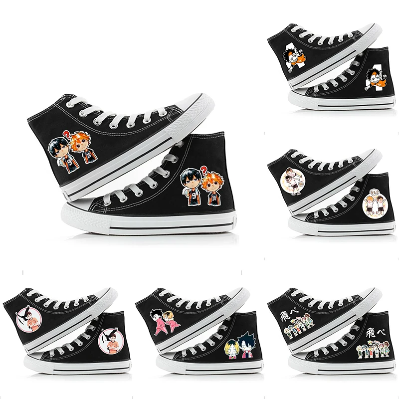 

Kawaii Anime Haikyuu!! Canvas Shoes Cartoon Boys Girls High-Top Sneakers Graffiti Leisure Students Skateboarding Shoes Kids Gift