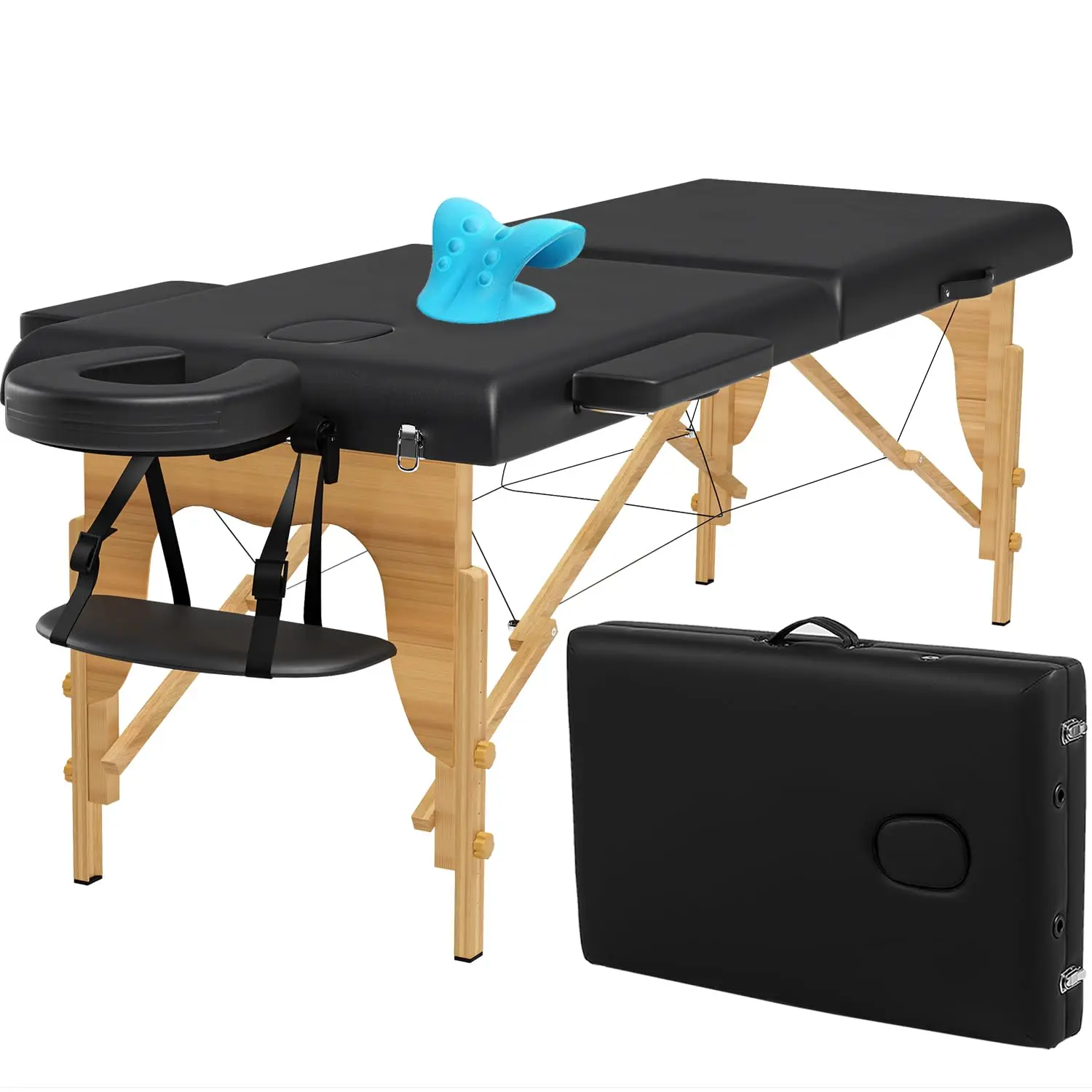 

Portable Massage Table w/Neck Stretcher, 84 inch Sturdy Foldable Massage Bed Tattoo Table Adjustable Lash Bed, Customized