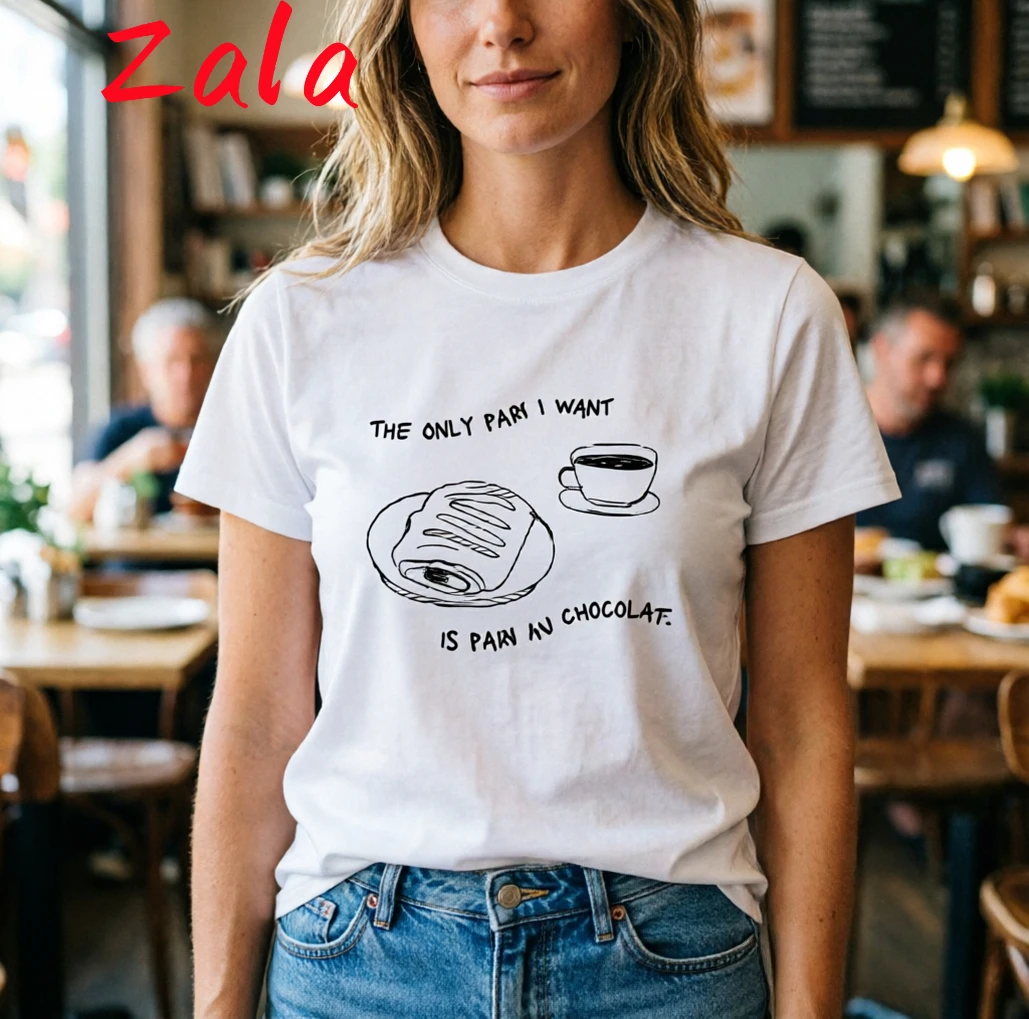 Summer Ins Fashion The Only Pain I Want Is Pain Au Chocolat Printed Women's T-shirt Summer Short Sleeve Tops Tees Women Clothing