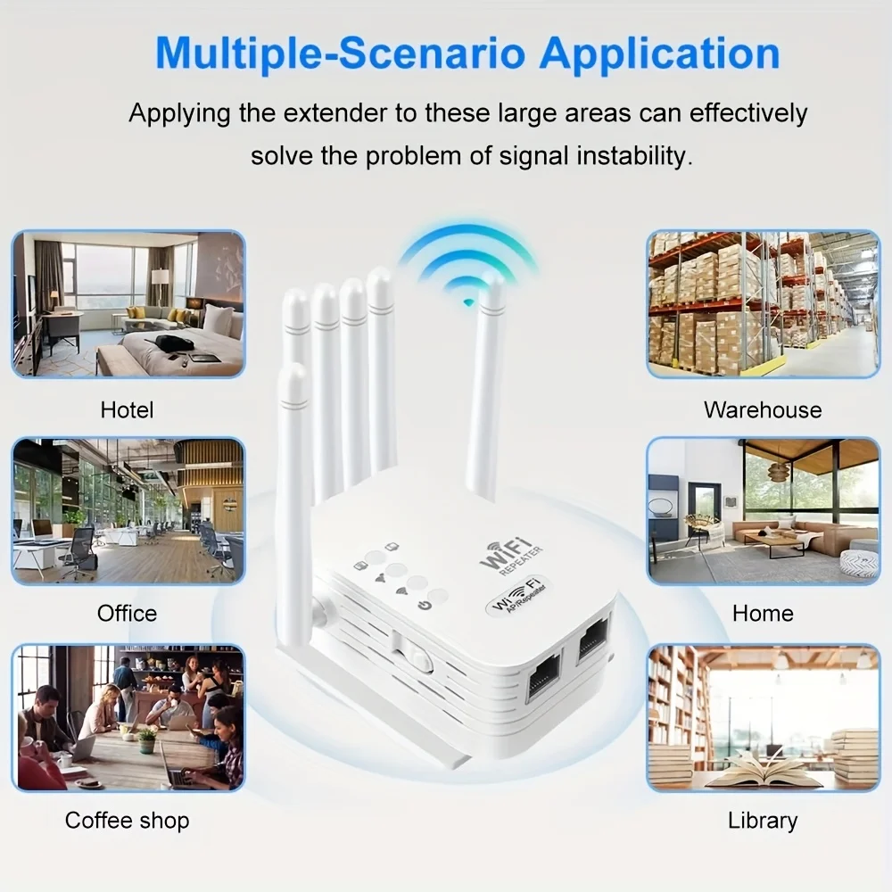 1200Mbps - Signal Extender - 2.4G/5Ghz - Wifi Signal Booster - Wifi Signal Extender - Powerful Signal, High-Speed Bands