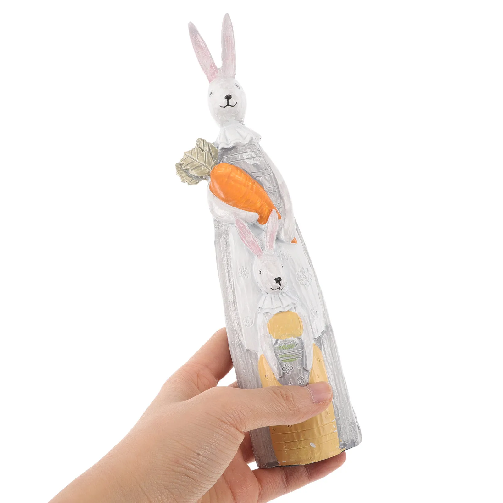 Resin Rabbit Statue Easter Spring Decor for Indoor Outdoor Table Shelf Fireplace Mantel Garden Desk Study Bedroom Cheerful
