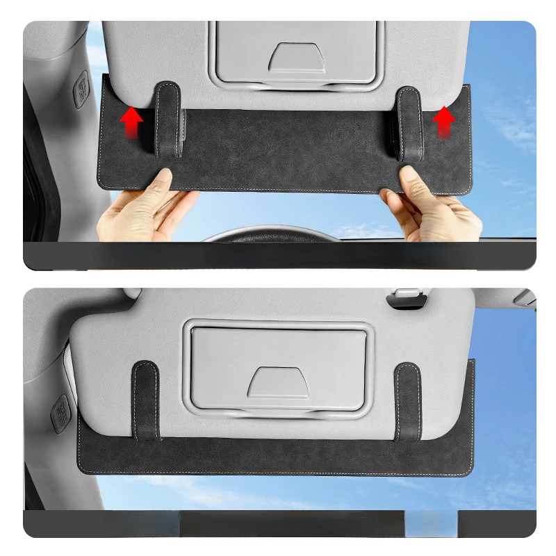 Car Sun Visor Extender Sunshade Extension Board For Driver Suede Passenger Side Sunvisor Extend Clip Auto Interior Accessories