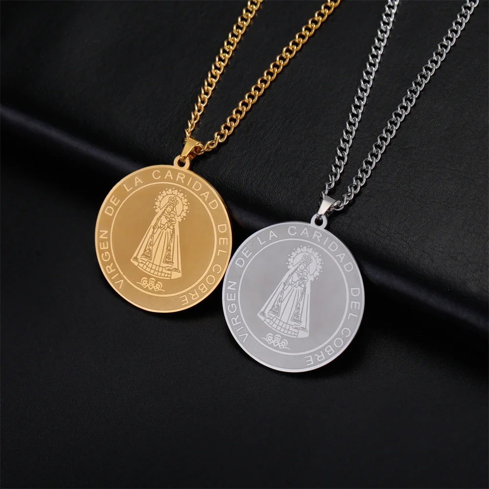 EUEAVAN ожерелье с подвеской в виде молитвы Святой Девы Марии из нержавеющей стали, религия Богоматери Благотворительных католических христианских ювелирных изделий, подарки