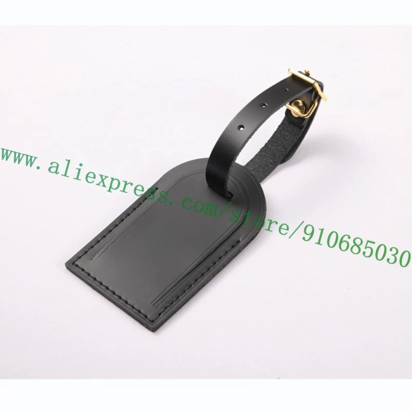 Black Real Vegetable Tanned Calfskin Nametag For Designer Bag Air Plane Travel Luggage Duffle Customized Hot Stamp Big Size