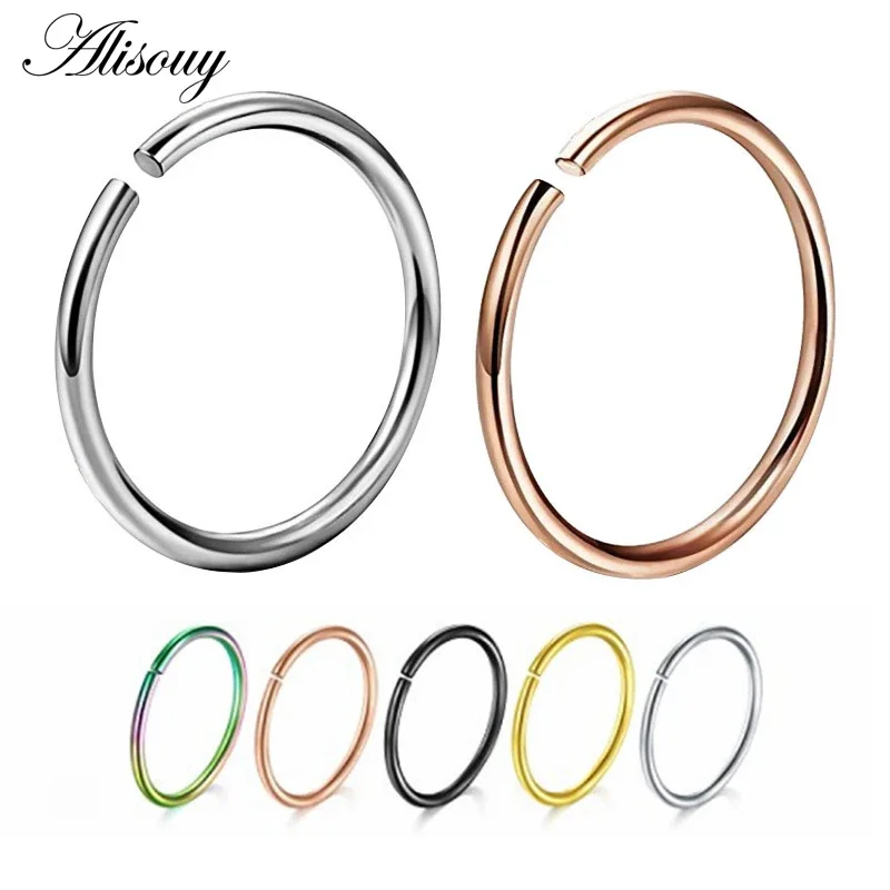 Anneau captif 18G 1mm, perle en acier chirurgical, Piercing circulaire, anneau de nez, Septum, cerceaux de nez, anneaux de Segment, bijoux pour le corps, 1 pièce