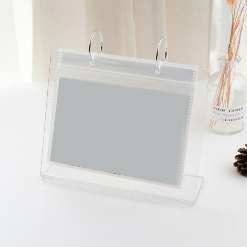 Tabletop Flip Photo Frame Photo Album 68 Pockets Desk Calendar Album Mini Poster Frame Acrylic Display Sign Holder