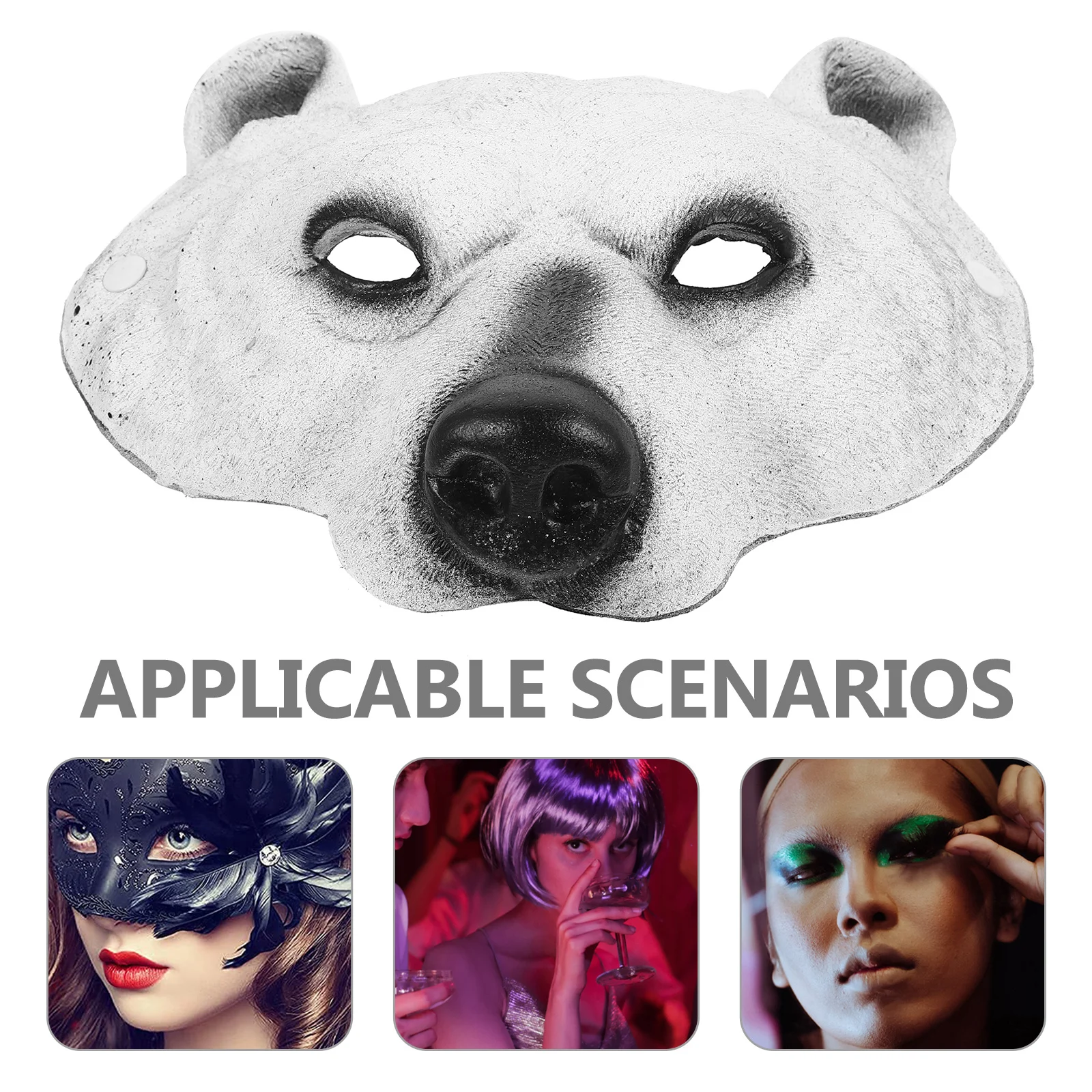 

Animal Mask Realistic Bear Design PU Material Comfortable Fit for Women Masquerade Party Carnival Halloween Cosplay Festival