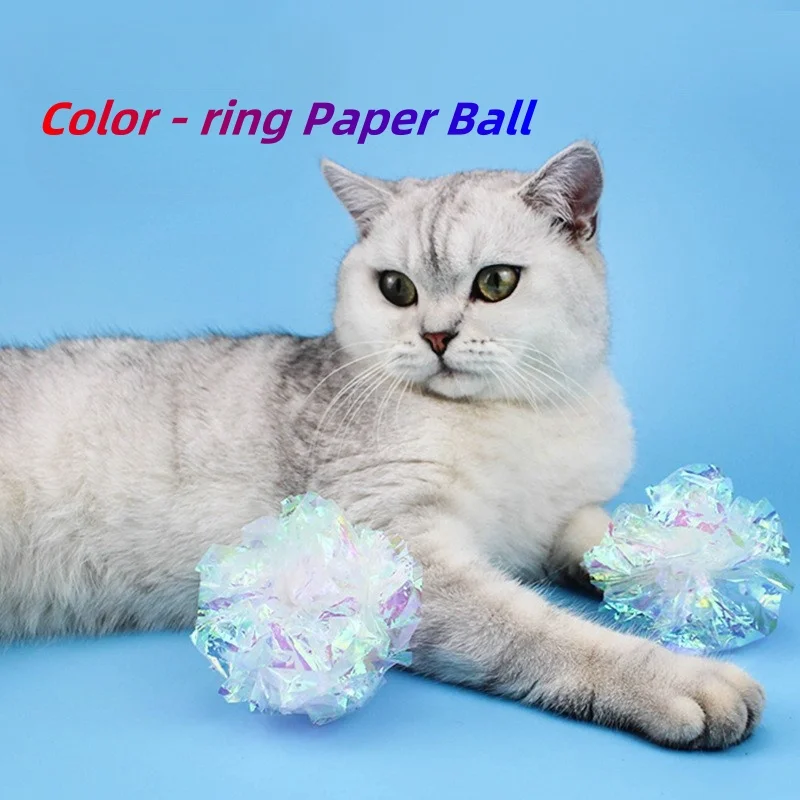 

15pcs Cat Mylar Crinkle Balls Cat Toy Interactive Sound Ball Plastic Big Balls Crinkle Crackle Ring Paper Kitten Pet Play Toys