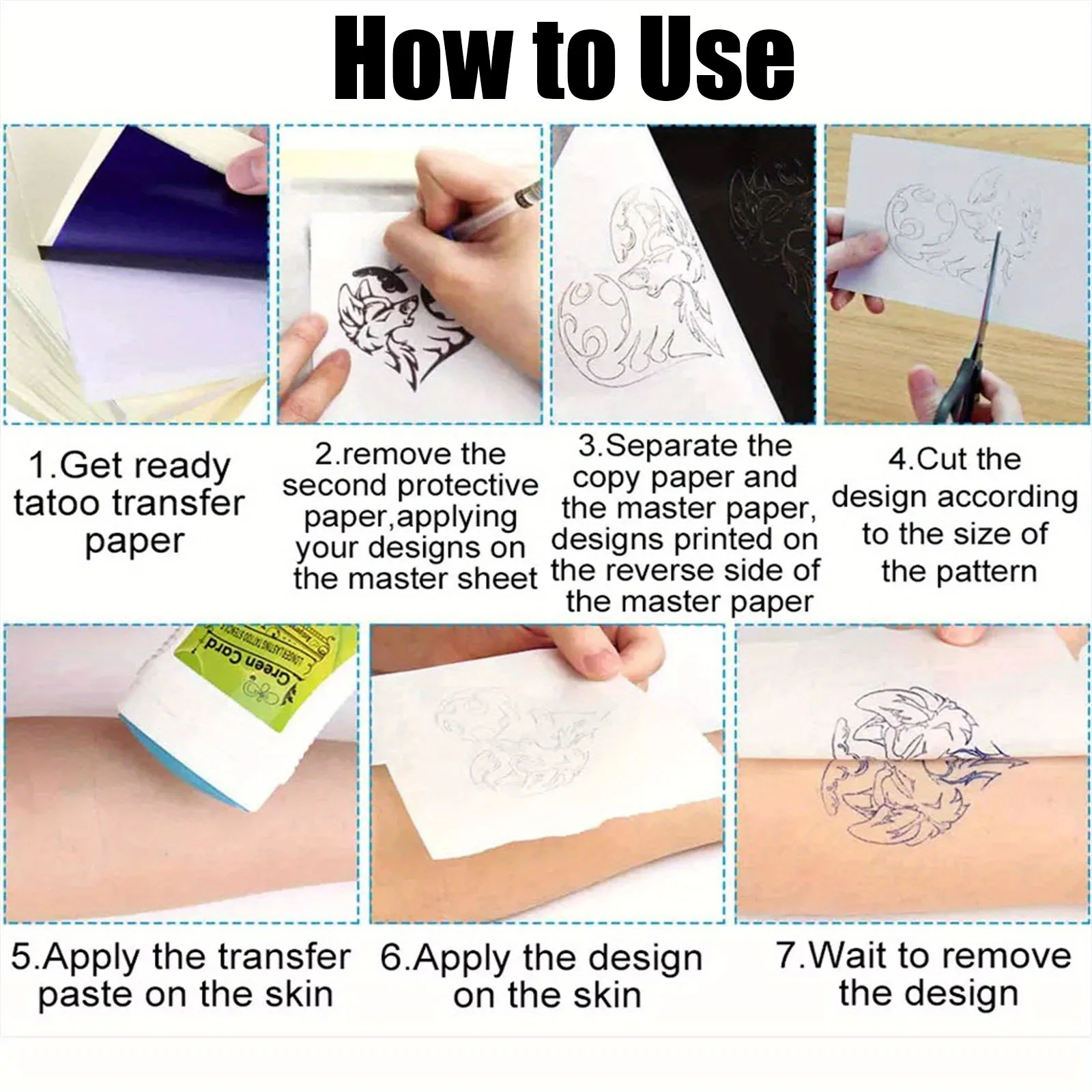 100 قطعة من أوراق نقل الوشم الاحترافية A4 ورق استنسل الوشم ورق نسخ حراري من الكربون ملحقات آلة نقل الوشم