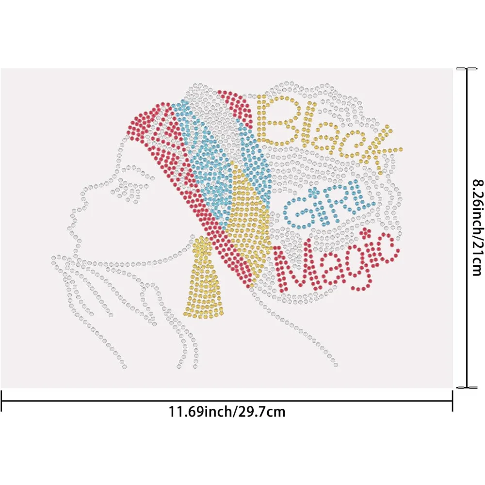 Black Girl Magic Rhinestone Transfer Bling Hot Fix Iron On Patch Czarne kobiety z kręconymi włosami Transfermi Naszywki Rhinestone