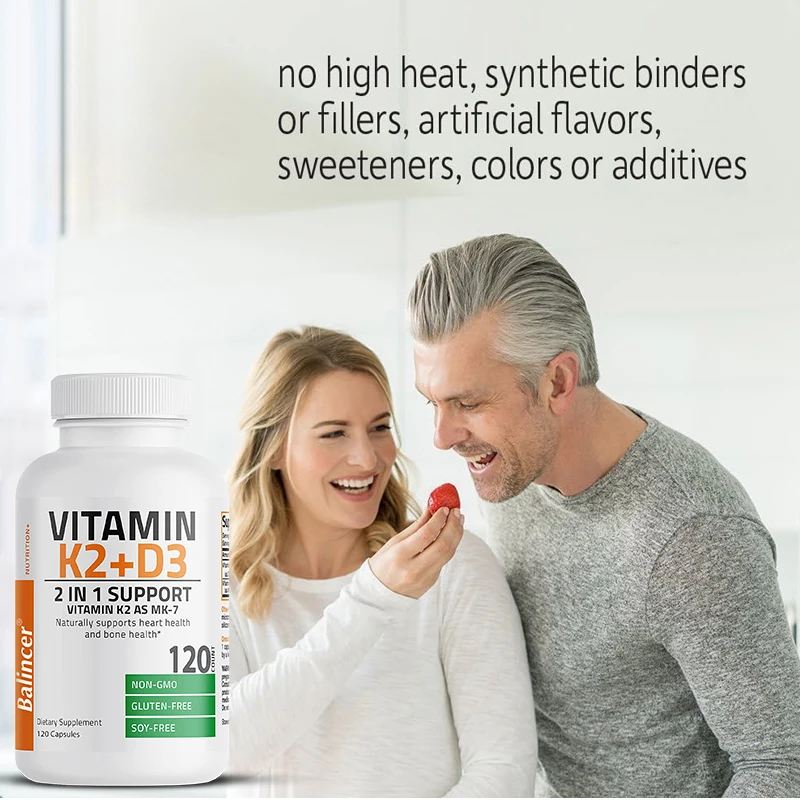 Vitamin D3 K2 MK7 Capsules - High Absorption Calcium Support, Bone Teeth Skin Joint Heart Immune Digestion and Maintains Health