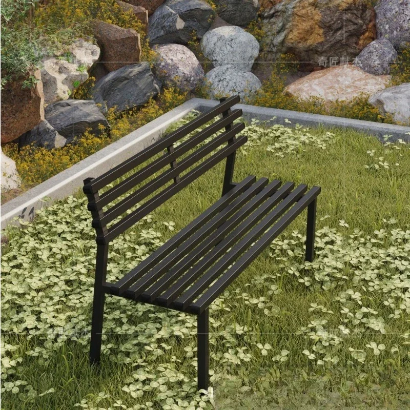 Outdoor courtyard iron disassembled park chairs, simple indoor and outdoor double row chairs