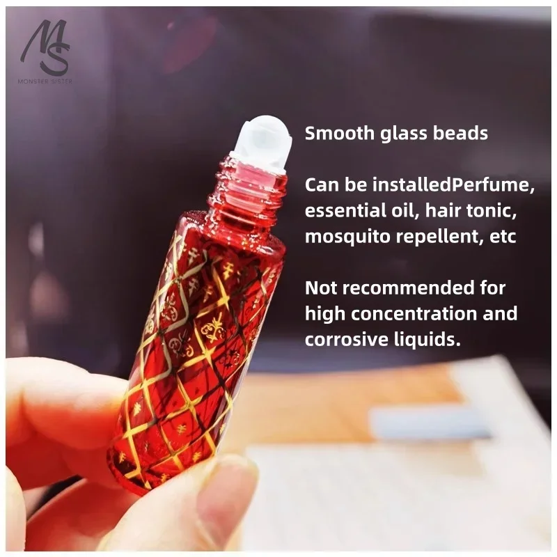 8ml Essential Oil Roller Bottle Luxury Glass Gold-plated Perfume Bottle Install Massage Oil and Mosquito Repellent Empty Cans