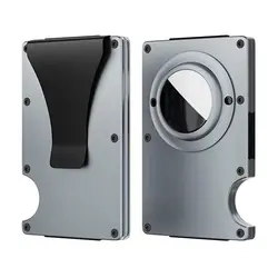 Airtag Card Holder Rfid Aluminum Case Metal Wallet Credit ID Men Slim Business Cardholder Cash Strap Air Tag Carbon Fiber
