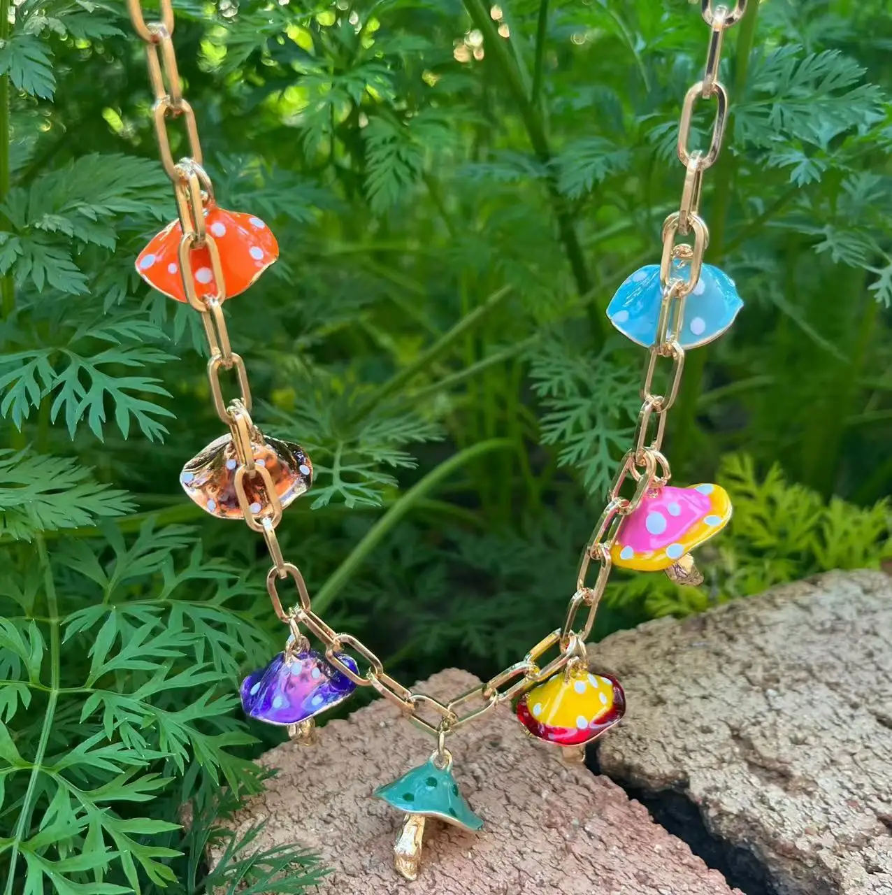 Creative Multi-layer Alloy Mushroom Pendant Hip-hop Necklace
