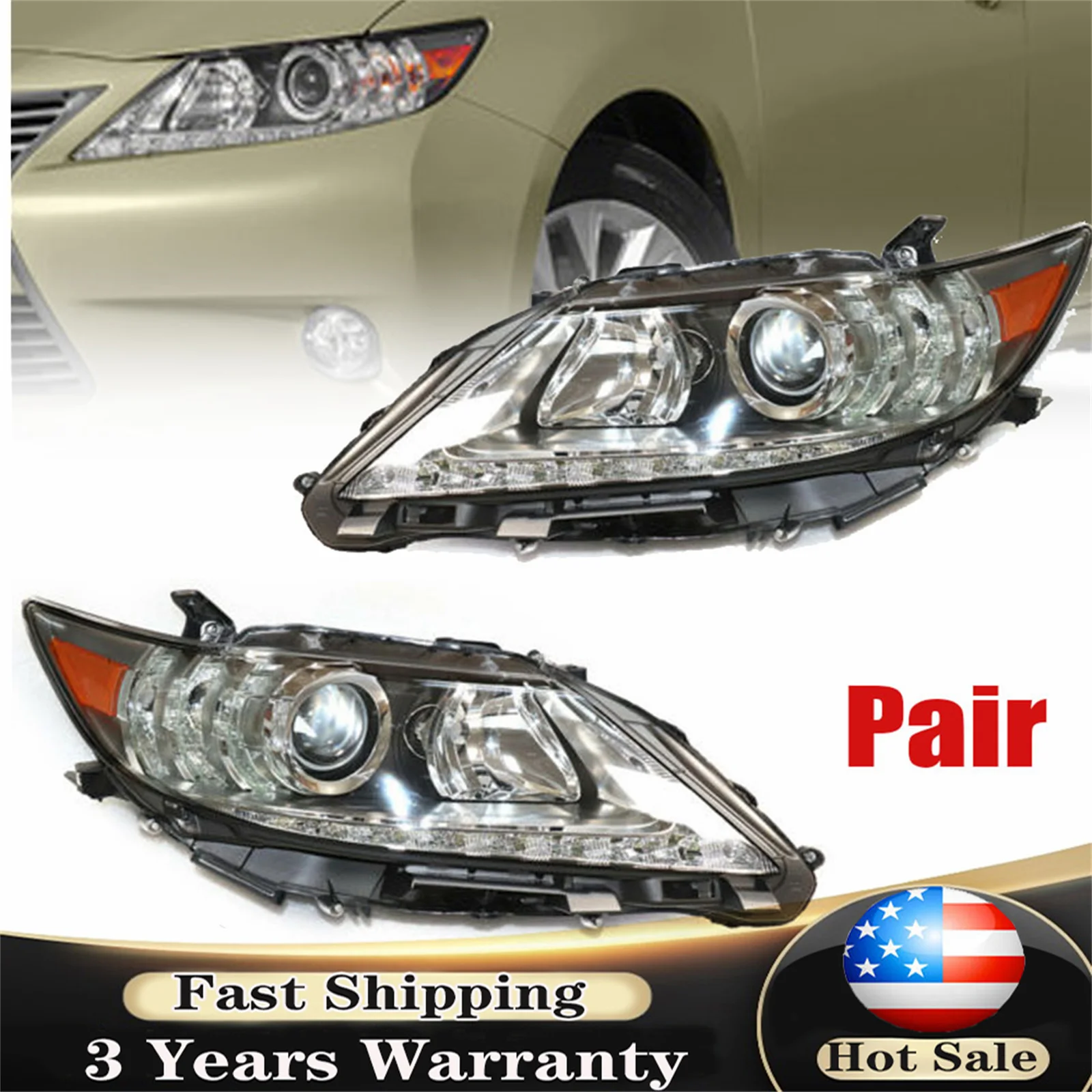 

Fit For Lexus ES300h ES350 2013 2014 2015 Halogen Headlight Car Assembly Lamp Driver Left Side/ Passenger Right Side/ Pair