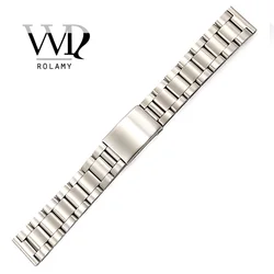 Rolamy Watch Band 18 19 20mm 316L Stainless Steel Silver Brushed Strap Old Style Oyster Bracelet Straight End