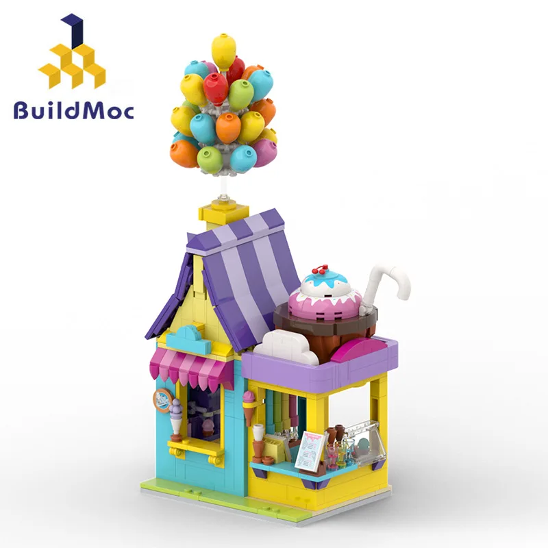 City Up Expert Float Balloon Flying Ice Cream House Figure Building Blocks Bricks Street Scene Villa Model Assembly Toy Kid Gift