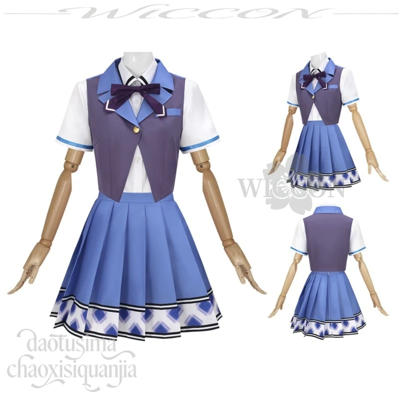 أنيمي Galgame الحلو صديقة 2 العربة 2 تأثيري شيون ياناجي زي اليابانية JK زي مدرسي Y2K Kawaii الأزرق سترة فستان قصير #6