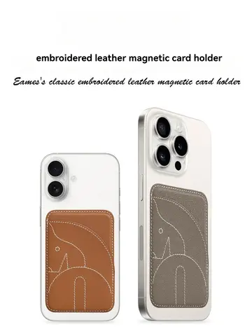 Suitable for Iphone17/Air/16/15/14/13/12/Plus/Promax Mobile Phone Case, Ultra-Thin Genuine Leather Embroidered Magnetic Card Holder Card Case