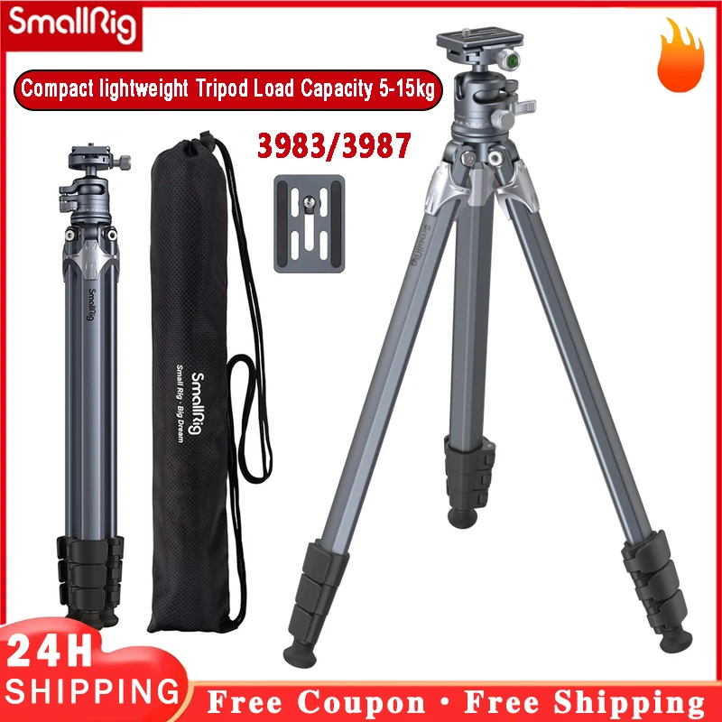 SmallRig AP-01 Aluminum Tripod Compact Lightweight Tripod Load Capacity 5-15kg for Camera Smartphone Telephoto Lens 3983