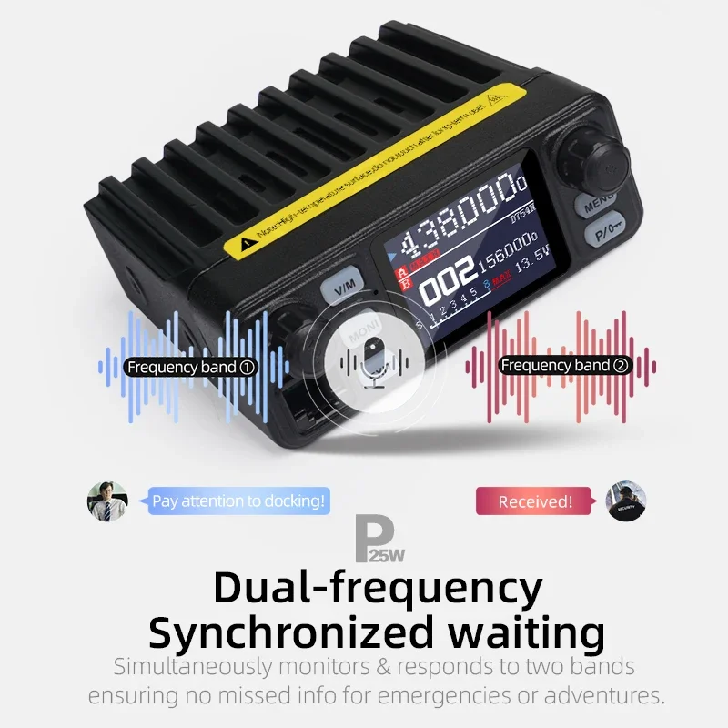 25W Walkie Talkie Mini Car Radio Station UHF VHF Vehicle Mounted Dual Watch Radio for Outdoor Self Driving Tour KSUN UV5200D