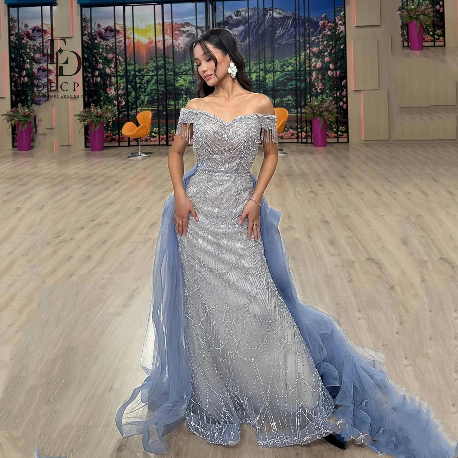 

EDECPBM Пром платья 2025 Небесно-голубые роскошные женские вечерние платья по индивидуальному заказу فساتين سهرة Vestidos De Noche Beads Dress Luxury